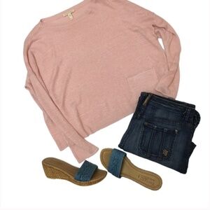 EILEEN FISHER oversized sheer linen pocket sweater XS